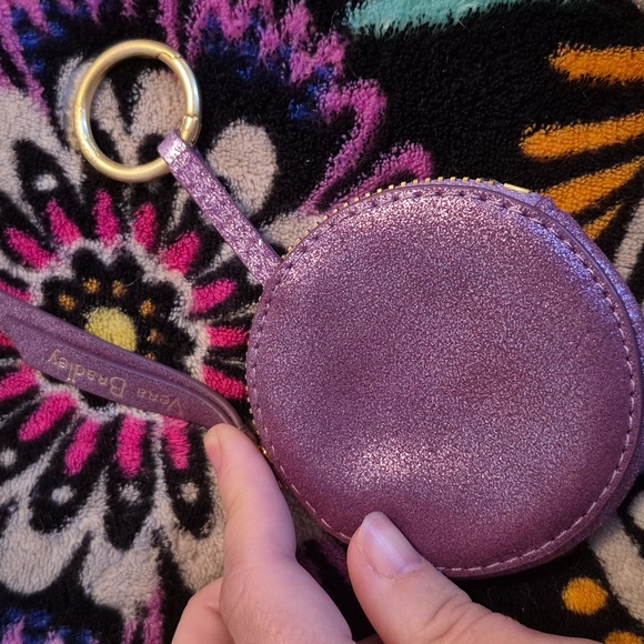 Vera Bradley Mallory Butterfly Bag Charm sparkling coin purse lilac shimmer - Picture 2 of 8
